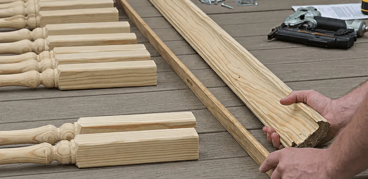 Handrail installation materials and wood components for stair rail work in Knoxville, TN